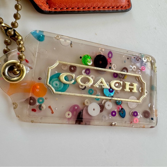 Coach Poppy XL Confetti Lucite & Orange Leather Hangtag Set - Picture 5 of 8